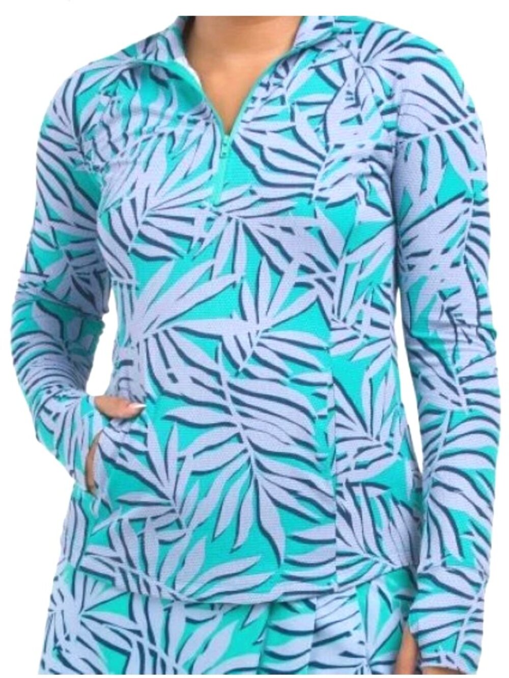 Set Tommy Bahama 1/4 Zip Golf Tennis Top & Skort Tropical Periwinkle Honeycomb